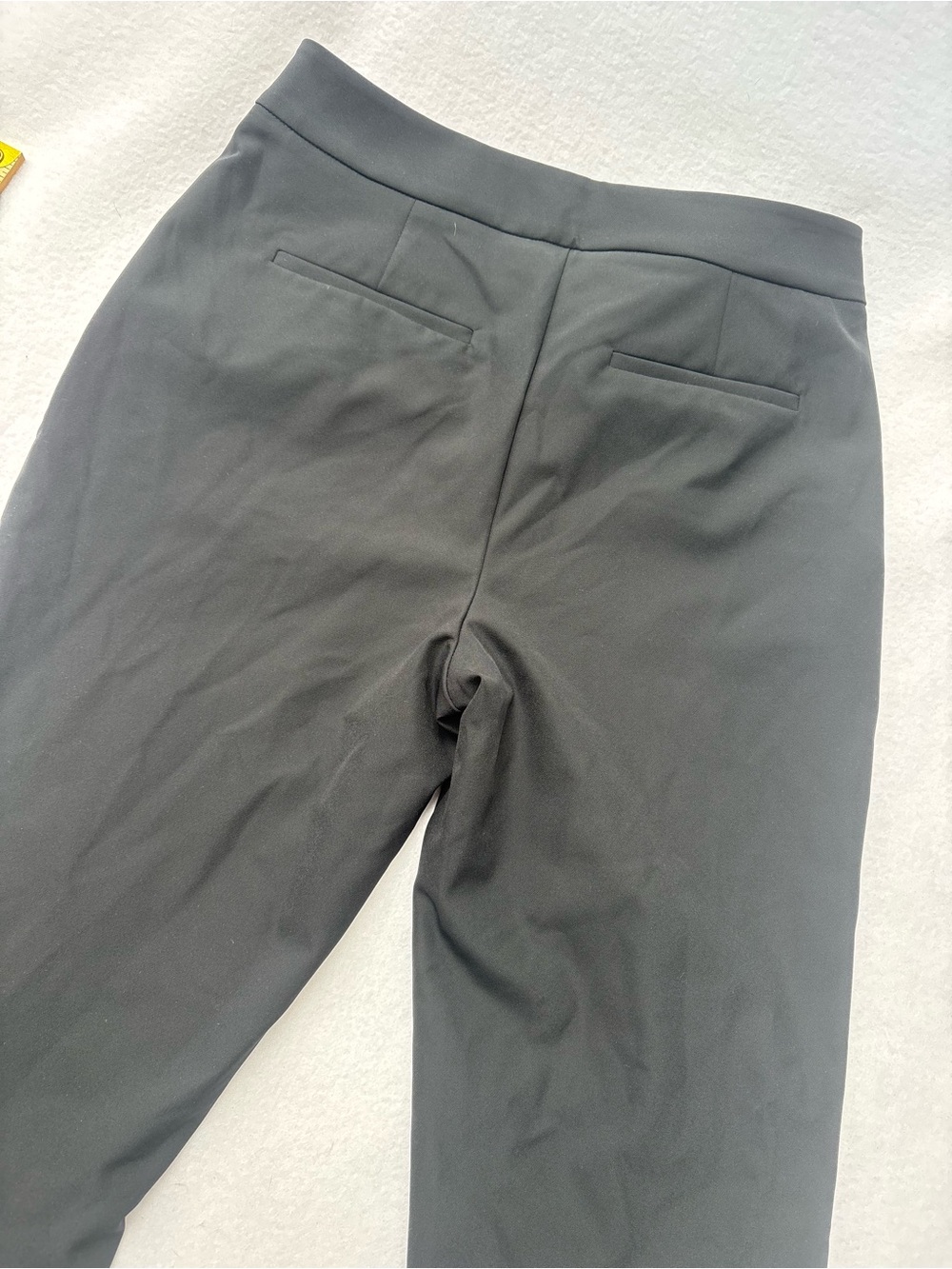 Quince Scuba Black Ankle-Length Tailored Pants with Gold Buttons - Picture 8 of 9